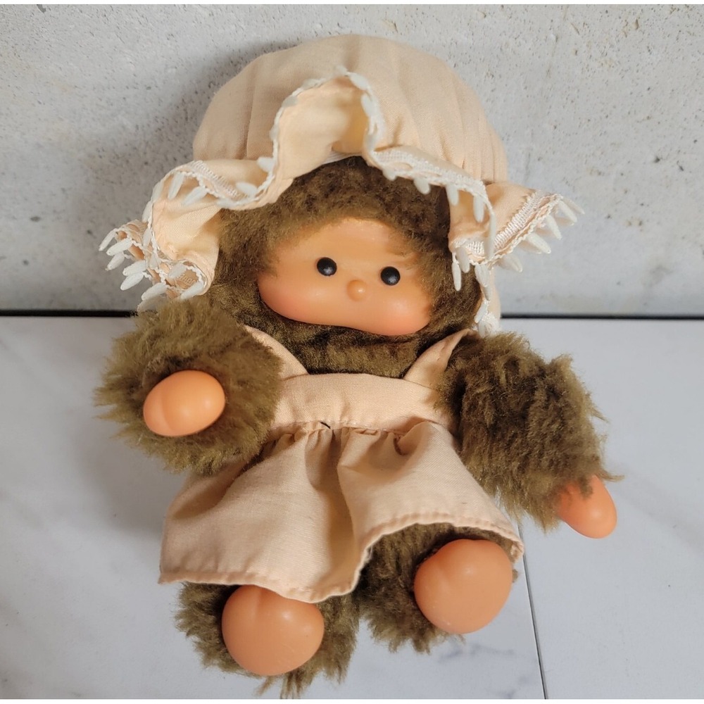 Vtg‎ Plush Monkey Dan Dee 1981 Bonnet Apron